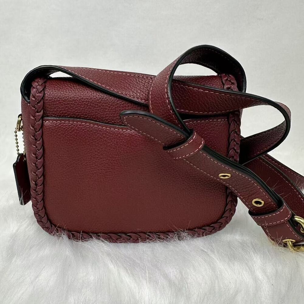 Coach Tabby Messenger 19 With Braid Crossbody In Brass/Wine Leather NWT CJ837 - Picture 2 of 10